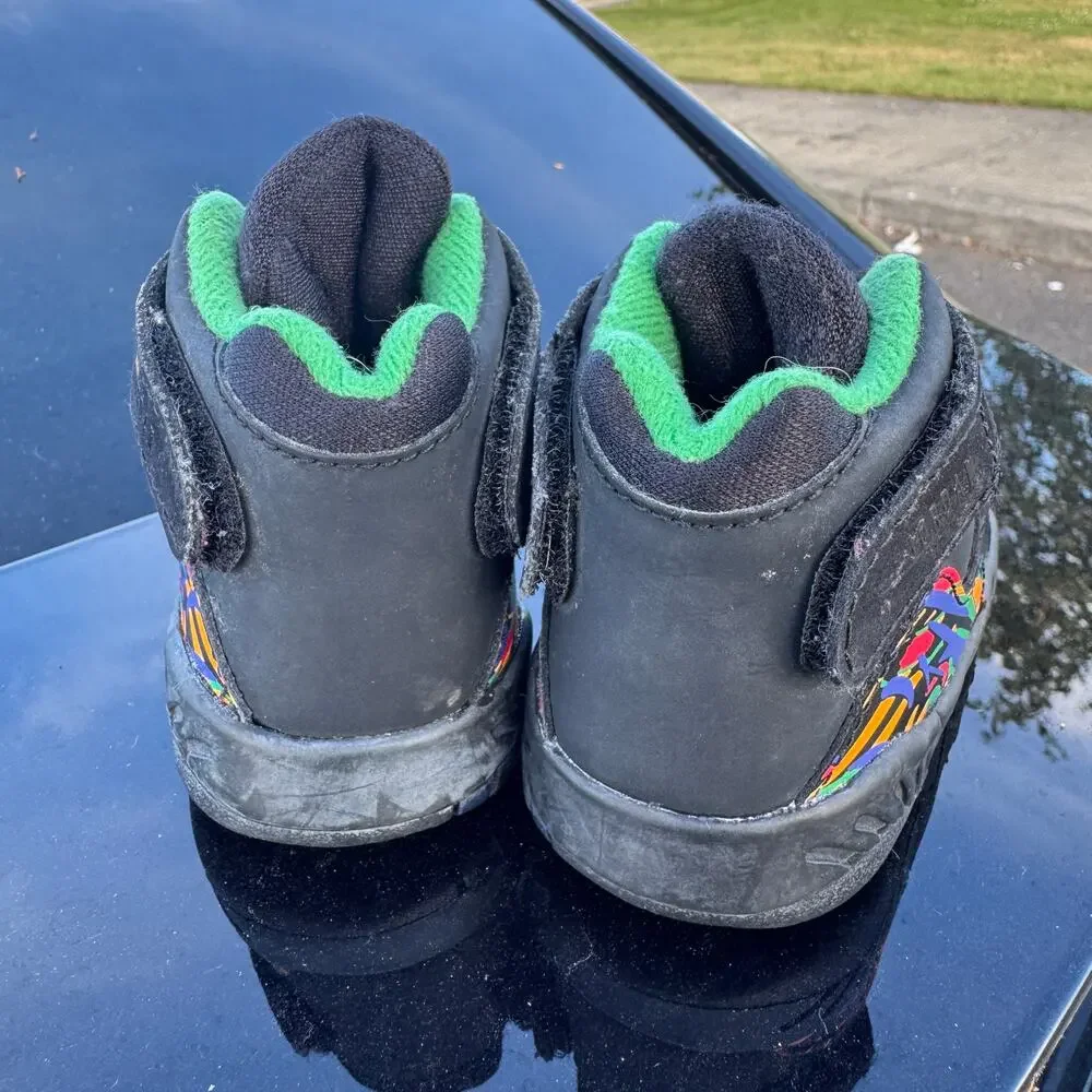 Jordan 8 Retro TD Air Raid Toddler Shoes Size 4C 305360-005 Black